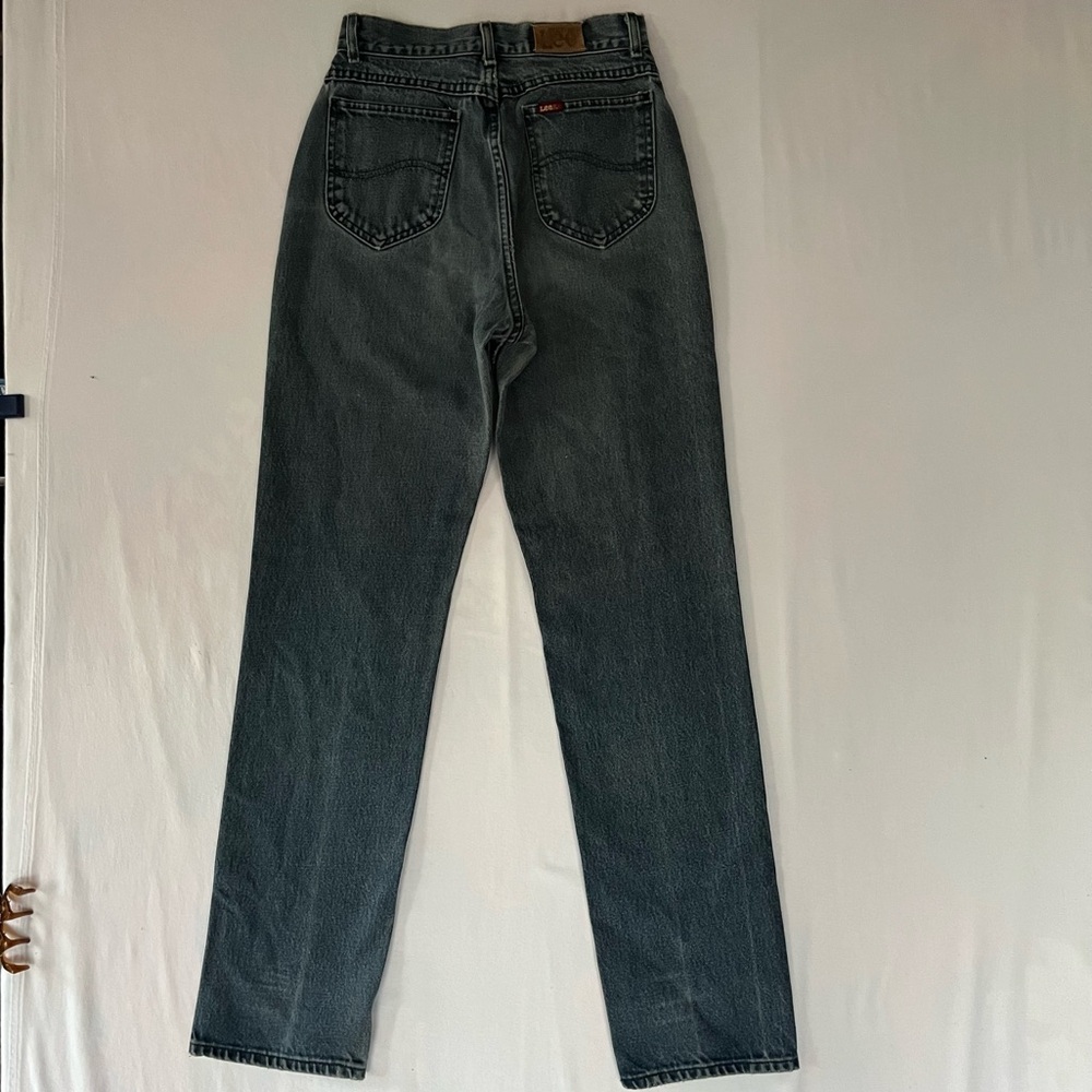 Vintage Lee Made USA High Rise Straight Leg Mom Jeans Size 9 Long Tall 90s Denim - Picture 5 of 13